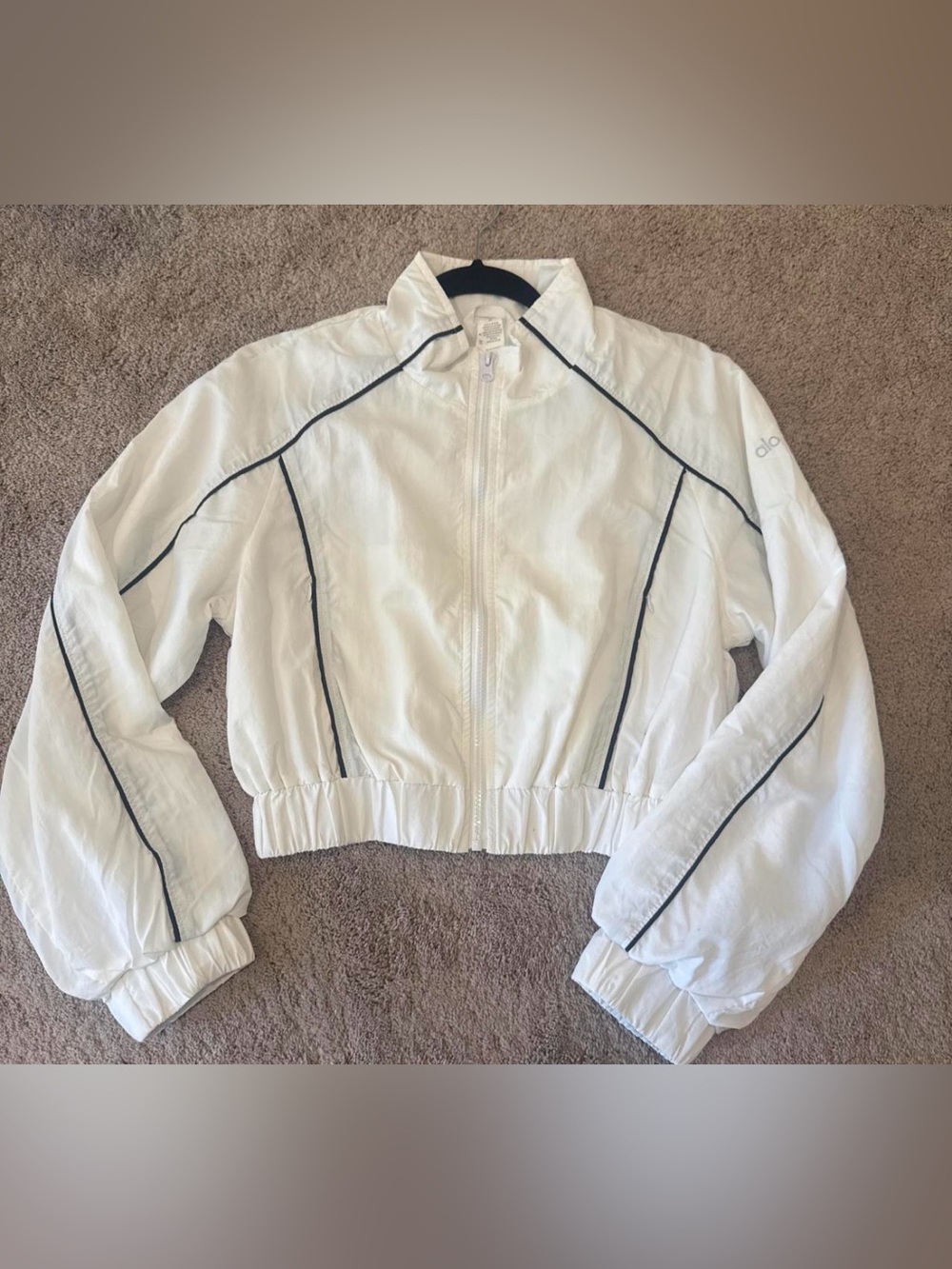 Alo White Cropped Windbreaker Jacket - Women